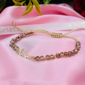 Bratara cu cristale si pandantiv LOVE din aur 14k - Img 2