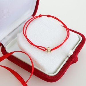 Bratara cu snur si banut 0.6cm din aur 14k - Img 6