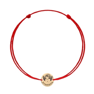 Bratara cu snur si banut 10 mm din aur 14k