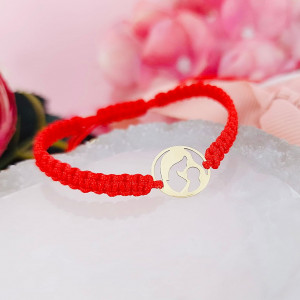 Bratara cu snur si disc mama & bebe din aur 14k - Img 2