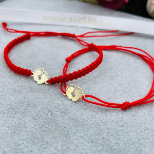 Bratara snur si talpite bebe din aur 14k - Img 3