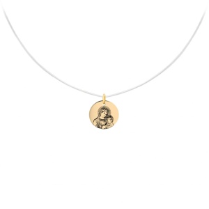Colier cu fir transparent Fecioara Maria din AUR 14K
