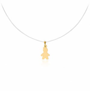 Colier cu fir transparent si copil din AUR 14K - Img 3
