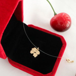 Colier cu fir transparent si copilasi din Aur 14k - Img 2