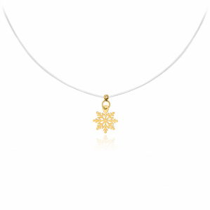 Colier cu fir transparent si Pandantiv Fulg de Nea din AUR 14K