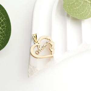 Pandantiv din aur 14k - Mama si talpite bebe personalizabile - Img 3