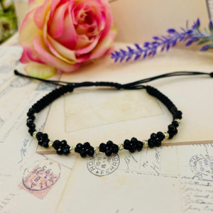 Bratara Black Only cu cristale negre si bilute de aur 14k - Img 2