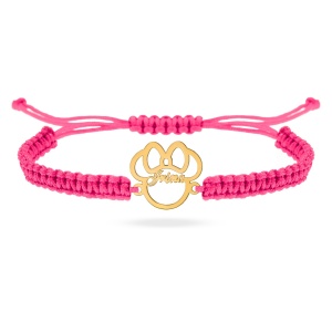 Bratara cu snur, pentru copii cu soricel desene animate din aur 14k - personalizat cu nume la alegere