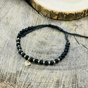 Bratara cu snur si 12 bile + un charm la alegere din aur 14k - Img 5