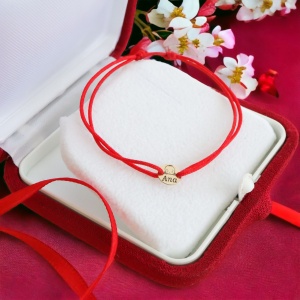 Bratara cu snur si banut 0.6cm din aur 14k - Img 7