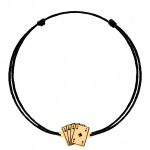 Bratara Poker cu snur si carti de joc din aur 14k