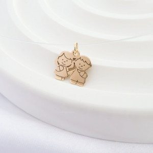 Colier cu fir transparent si copilasi din Aur 14k - Img 3