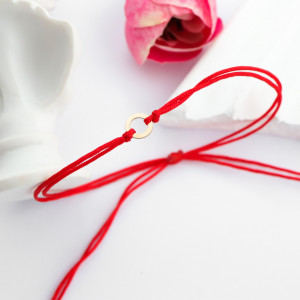 Little Collection - Bratara cu snur si disc din aur 14k - Img 2