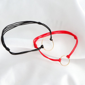 Set 2 bratari pentru cupluri Circle of Love din aur 14K - Img 2