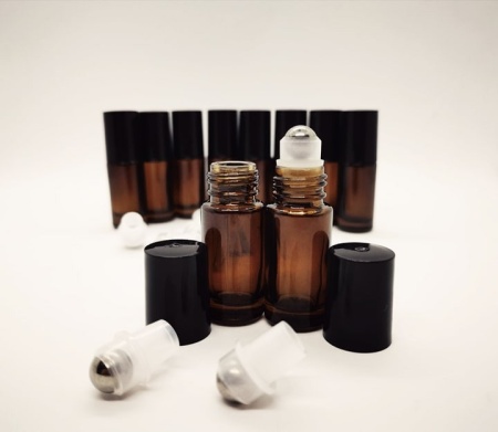 Recipiente roll-on din sticla bruna de 5ml - SET 10 bucati