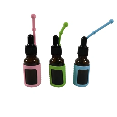 Protectii colorate din silicon pentru sticlute 15 ml - VERDE/ROZ/BLEU - Img 5