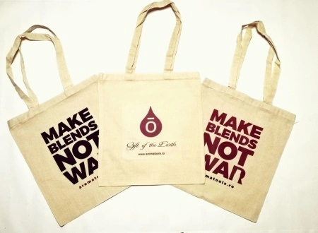 Sacosa bumbac MAKE BLENDS NOT WAR - negru - Img 2