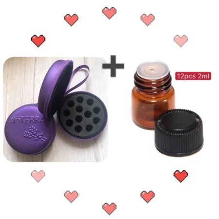 Borseta rotunda doterra pentru 12 sticlute de 1 ml, 2 ml, cu organizator de transport cu fermoar - Img 3