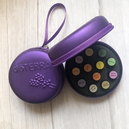 Borseta rotunda doterra pentru 12 sticlute de 1 ml, 2 ml, cu organizator de transport cu fermoar - Img 4