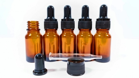 Recipiente cu pipeta din sticla bruna 10ml - SET 5 bucati