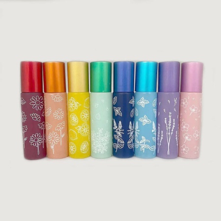 Recipiente roll-on 10 ml din sticla cu model floral - set 8 buc - Img 3