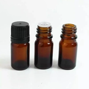 Recipient cu picurator din sticla bruna 5 ml - set 5 bucati