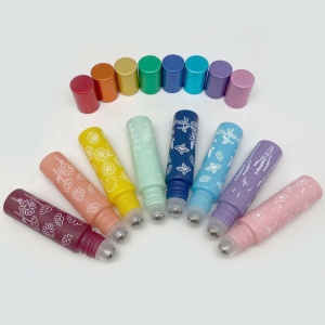 Recipiente roll-on 10 ml din sticla cu model floral - set 8 buc - Img 4