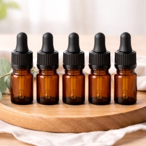 Recipient din sticla bruna cu pipeta 2ml - set de 5 bucati