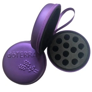 Borseta rotunda doterra pentru 12 sticlute de 1 ml, 2 ml, cu organizator de transport cu fermoar
