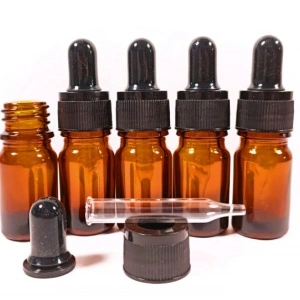 Recipient din sticla bruna cu pipeta 5ml - set de 5 bucati