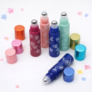 Recipiente roll-on 10 ml din sticla cu model floral - set 8 buc - Img 6