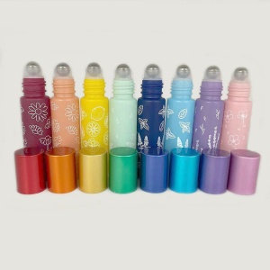 Recipiente roll-on 10 ml din sticla cu model floral - set 8 buc - Img 2