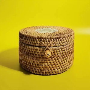 Cutie de depozitare pentru birou din ratan țesut manual - Img 2
