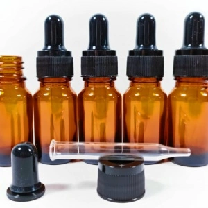 Recipiente cu pipeta din sticla bruna 10ml - SET 5 bucati