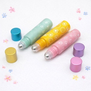 Recipiente roll-on 10 ml din sticla cu model floral - set 8 buc - Img 5