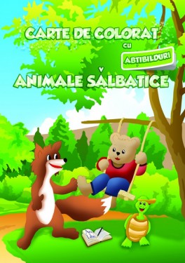 Carte de colorat cu abțibilduri - Animale sălbatice