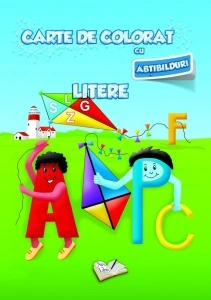 Carte de colorat cu abțibilduri - Litere