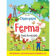 Descoperă ferma-Caiet de activități cu informații, autocolante și modele 3D