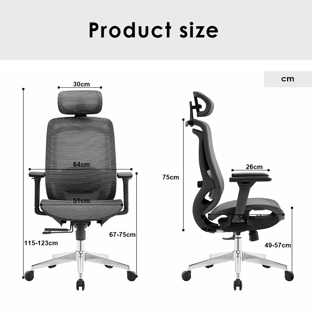 ErgoDynamic Icon-H -Black-, scaun de birou, full mesh, sezut translatie 5 cm - 1 | YEO