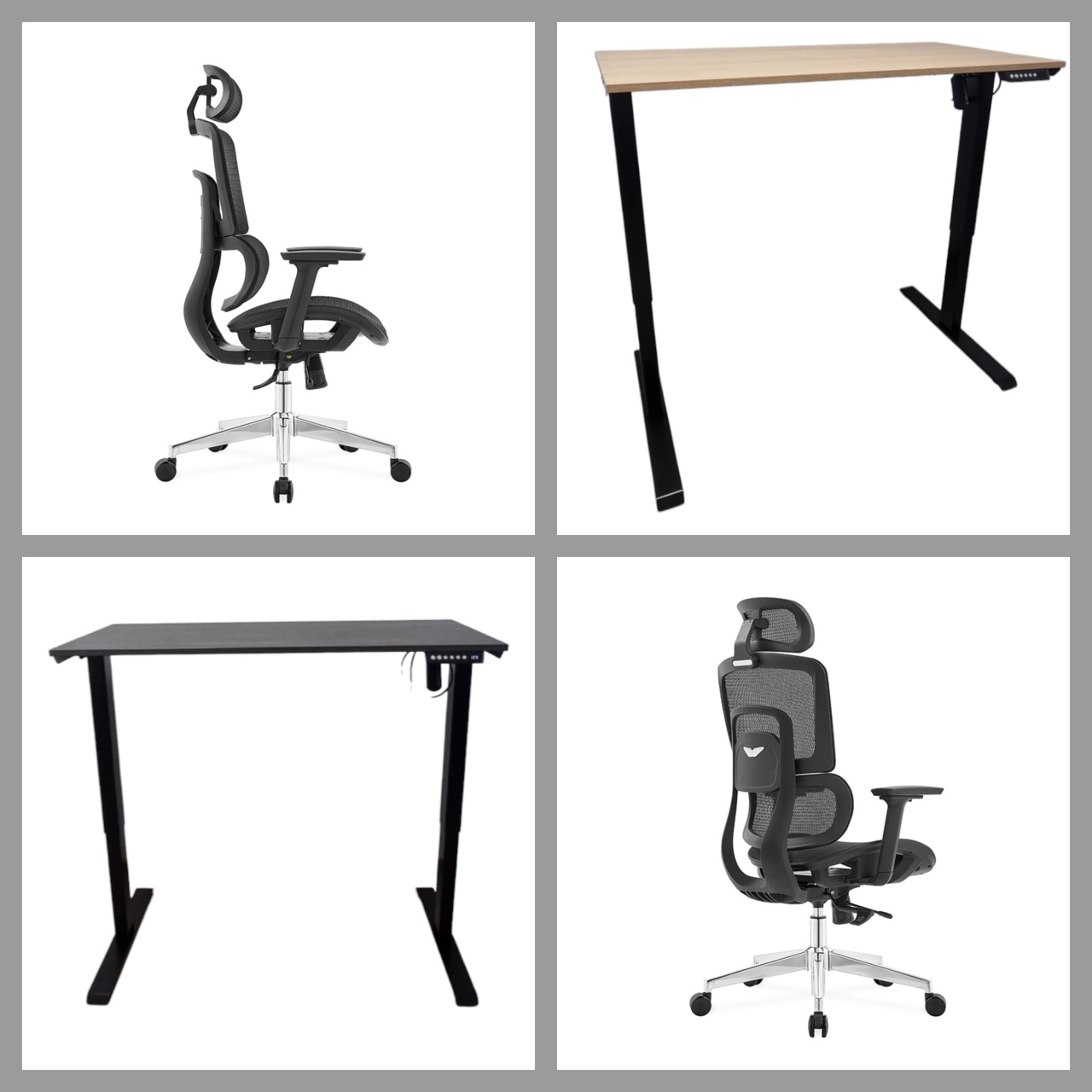 Pachet Birou reglabil electric TerrA2ds Black + Scaun Gary Black