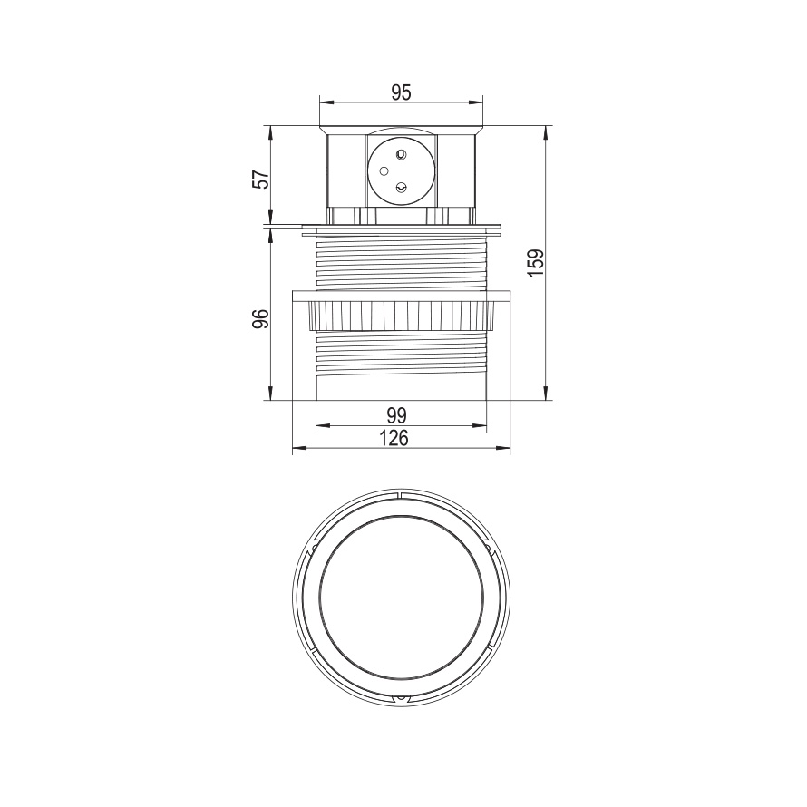 RING - Priza rotunda in blat, 4 SHUCKO (VREAU BLATUL DECUPAT PENTRU PRIZA: DA) - 2 | YEO