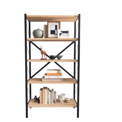 Biblioteca metalica cu 5 rafturi - culoare Stejar deschis, 158x66x35 - 1 | YEO