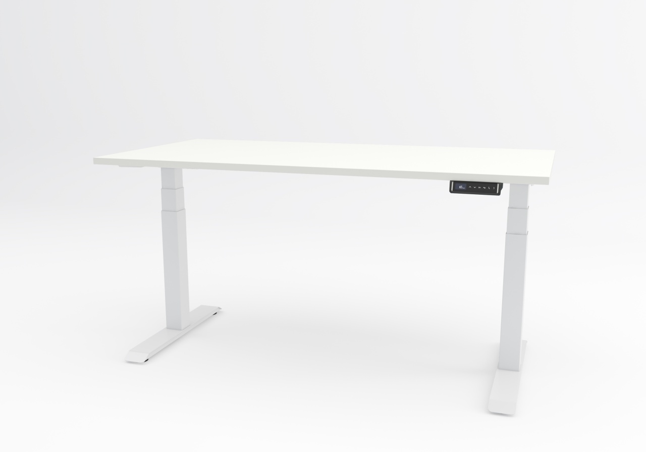 Birou reglabil pe inaltime TerrA8 PRO WHITE - 2 motoare, profil patrat, ALB (Dimensiune blat: 120x60 cm, Culoare blat: Alb 25mm)