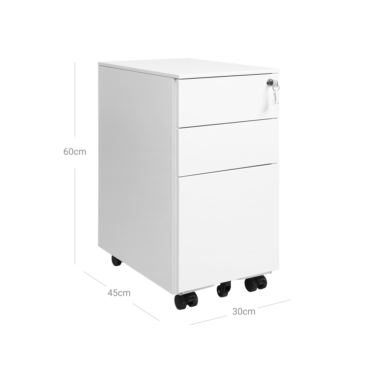 RollBox metalic -WHITE31 – casetiera metalica de birou -3 sertare model Drept
