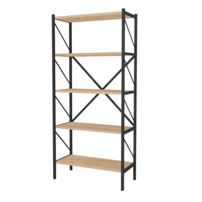 Biblioteca metalica cu 5 rafturi - culoare Stejar deschis, 158x66x35 - 2 | YEO
