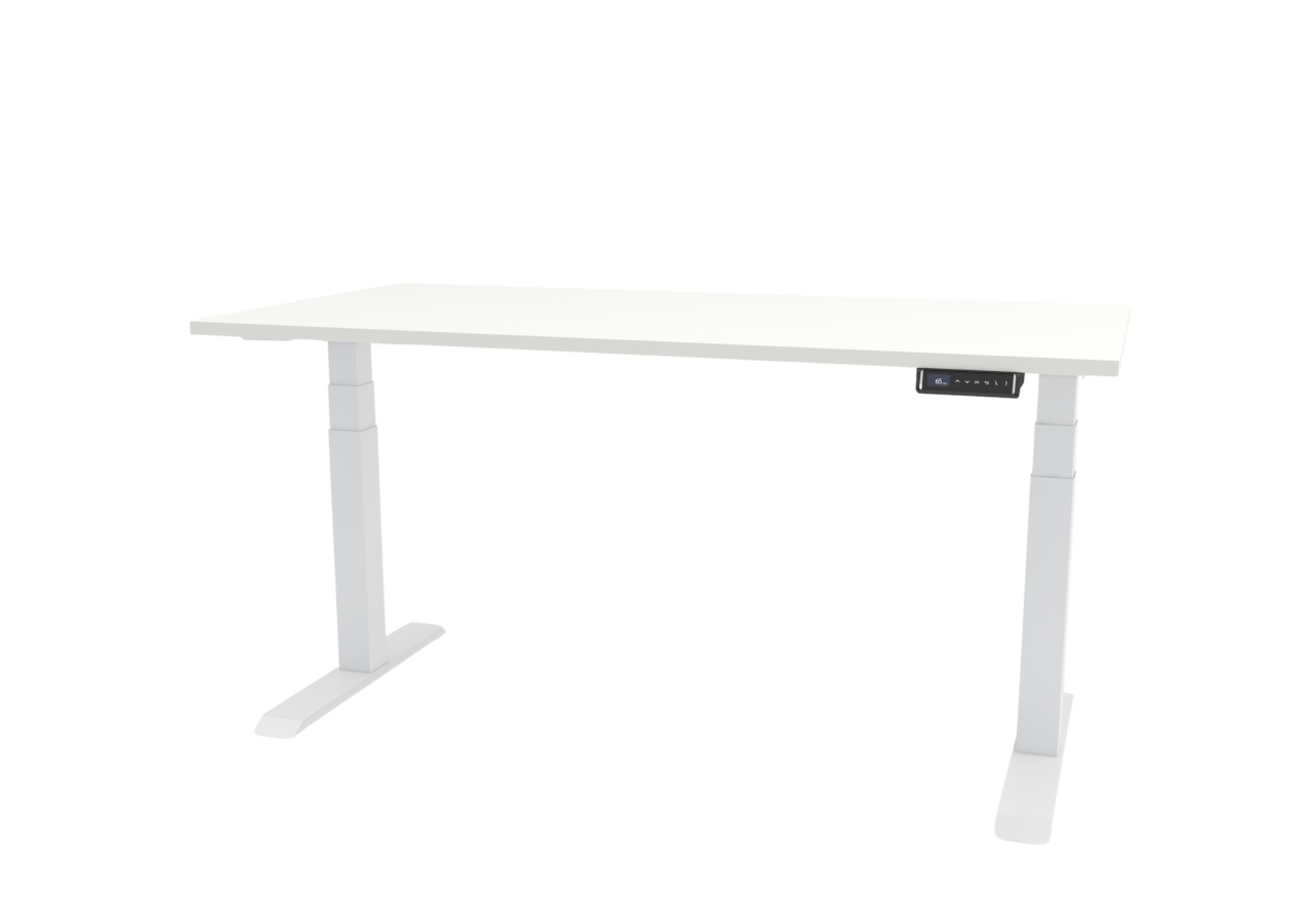 Birou reglabil pe inaltime TerrA8 PRO WHITE - 2 motoare, profil patrat, ALB (Dimensiune blat: 120x60 cm, Culoare blat: Alb 25mm) - 1 | YEO