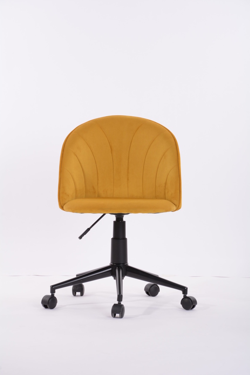 Scaun de birou - tapiterie catifea galbena - 2 | YEO