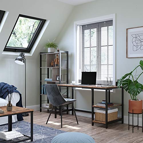 Birou metalic, stil industrial, 120x60, blat pal melaminat stejar inchis - 2 | YEO
