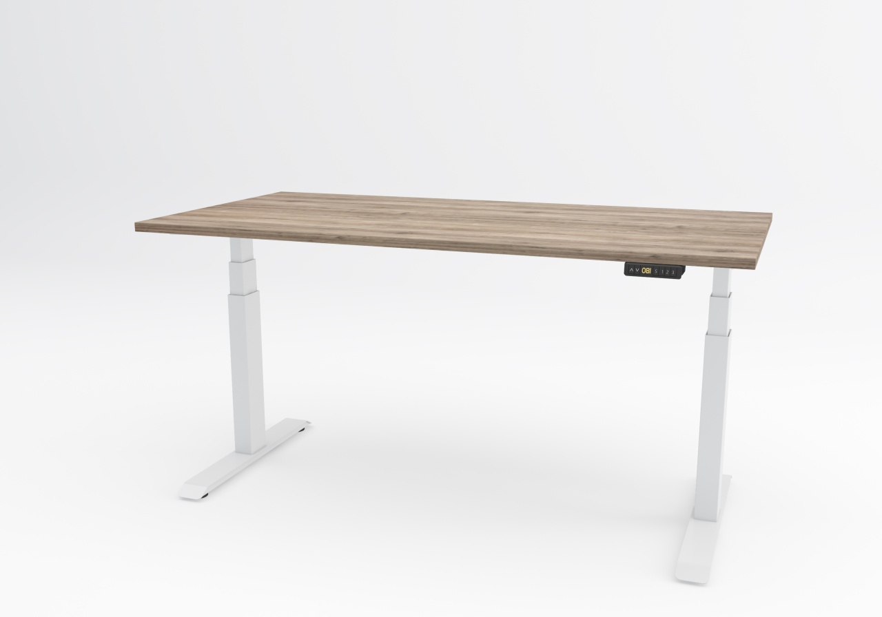 Birou reglabil pe inaltime TerrA7 WHITE - 2 motoare, profil dreptunghiular, culoare cadru Alb (Dimensiune blat: 137x67 cm, Culoare blat: Alb 25mm) - 1 | YEO