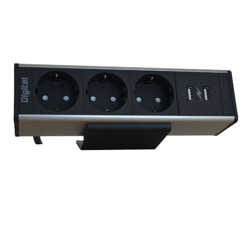 Priza de birou cu prindere menghina, 3 schuko si 1 USB - produse folosit in showroom (Culoare profil: Alb, Termen de livrare: 2 zile) - 3 | YEO